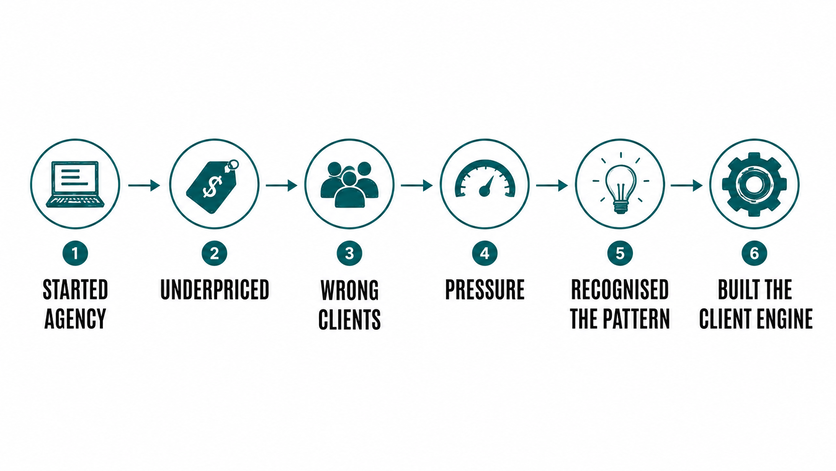 Horizonatal journey graphic for the Client engine book