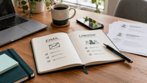 Freelancer comparing cold email and LinkedIn outreach strategies
